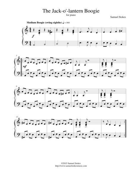 The Jack-o'-lantern Boogie - for piano