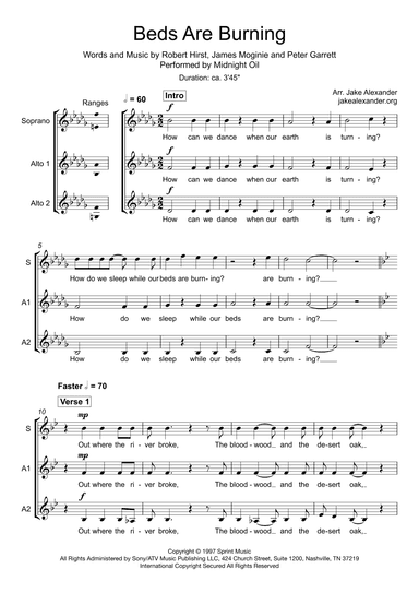 Beds Are Burning (arr. Jake Alexander)