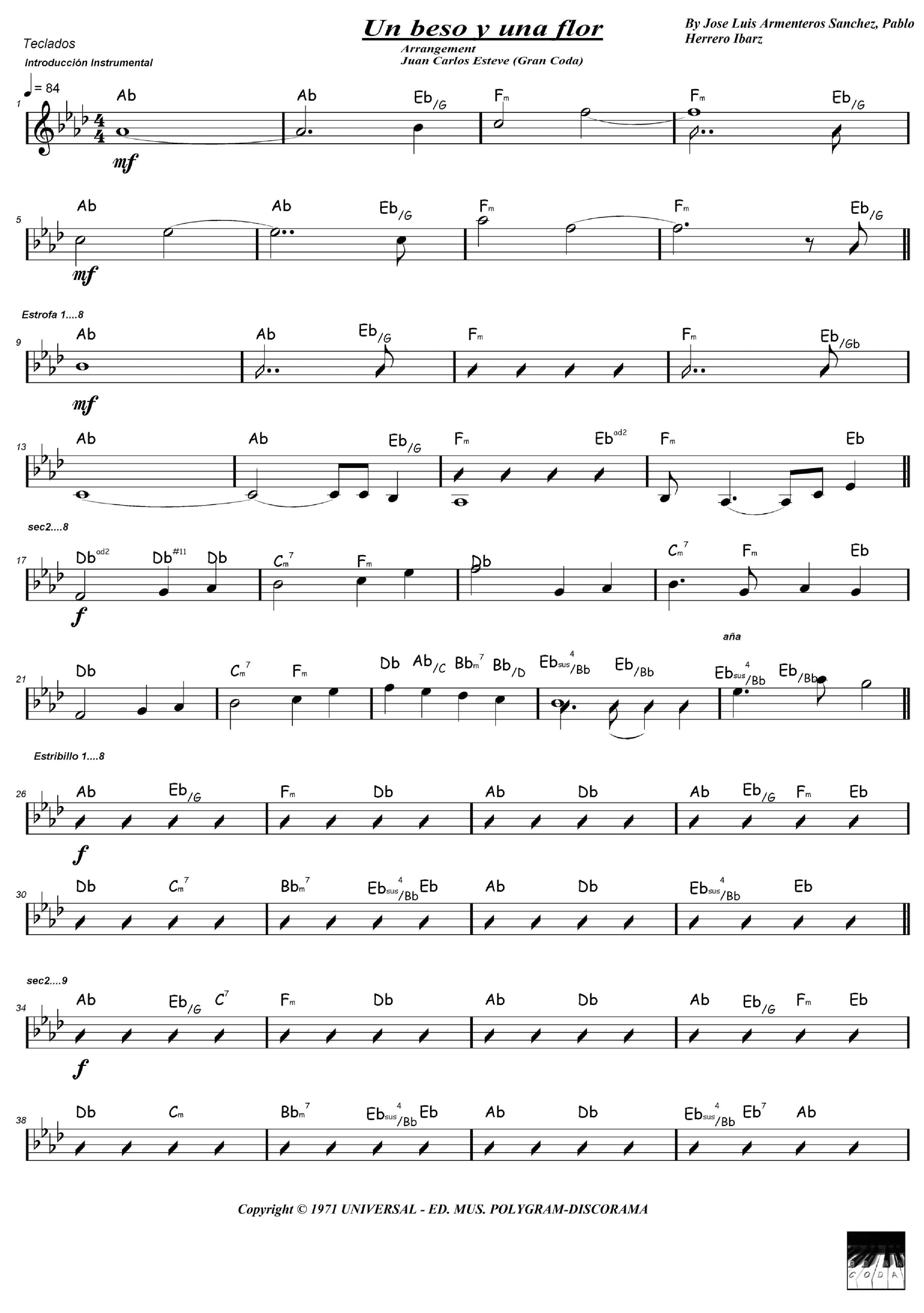 Un Beso Y Una Flor (arr. juan carlos esteve / Gran Coda)