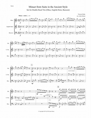 Minuet from Suite in the Ancient Style - for oboe, English Horn, and bassoon (arr. John Gibson)
