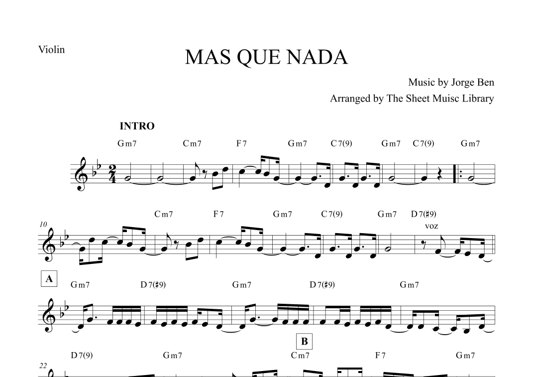 Mas Que Nada (arr. The Sheet Music Library)