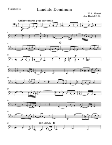 Laudate Dominum for cello (low register) (arr. Daniel C. M.)
