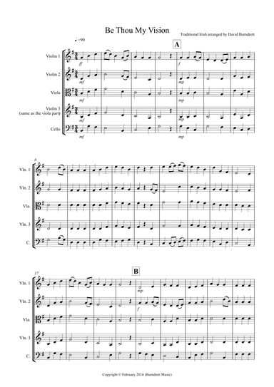 Be Thou My Vision for String Quartet (arr. David Burndrett)