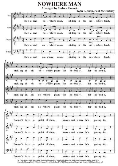 Nowhere Man (arr. Andrew Emmet)