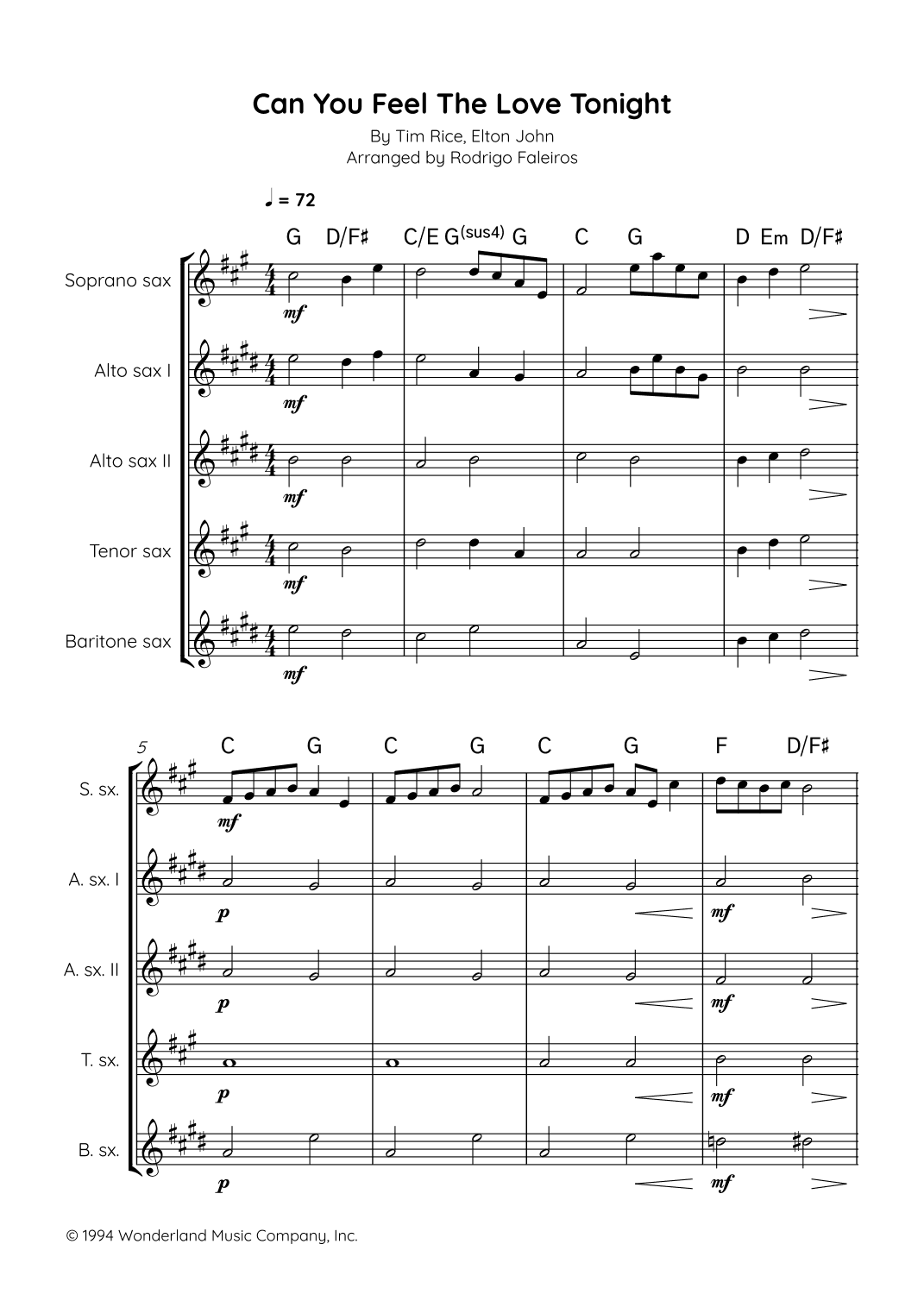 Can You Feel The Love Tonight (arr. Rodrigo Faleiros)