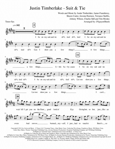 Suit & Tie (arr. JNguyenSheets)