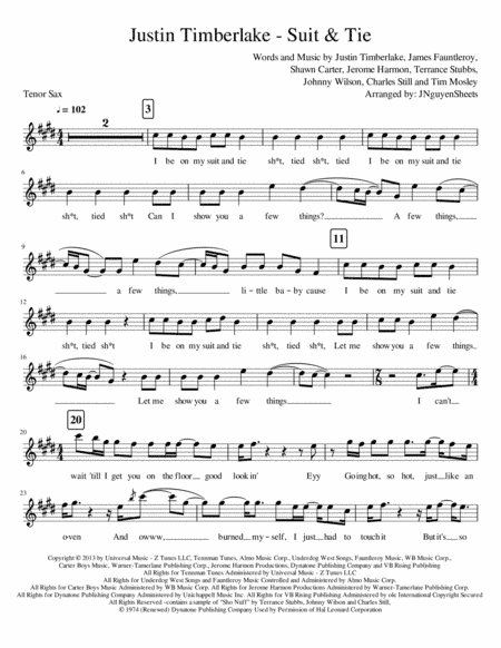 Suit & Tie (arr. JNguyenSheets)