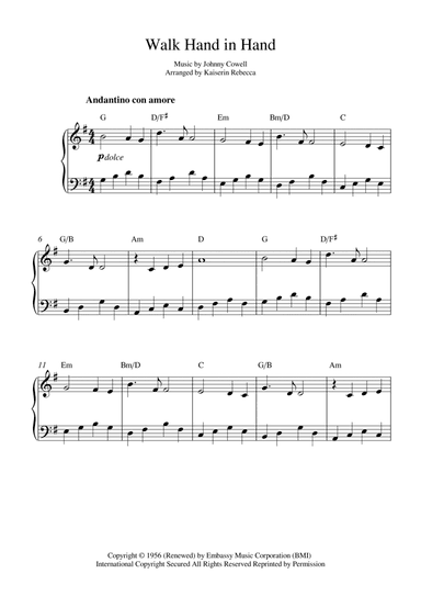 Walk Hand In Hand (arr. Kaiserin Rebecca)