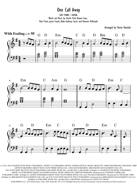 One Call Away (arr. Cherie Kaushal)