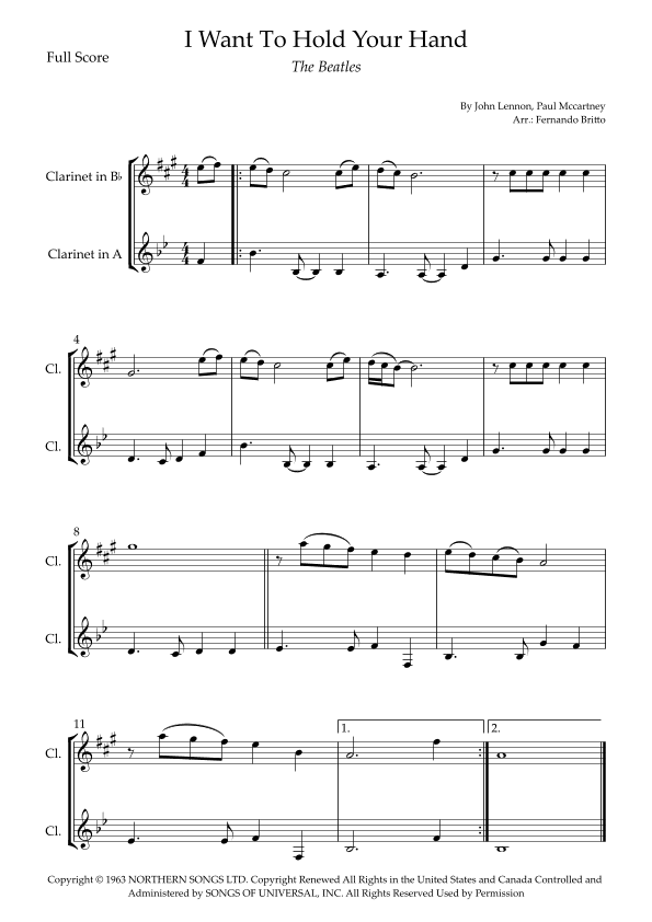 I Want To Hold Your Hand (arr. Fernando Britto)