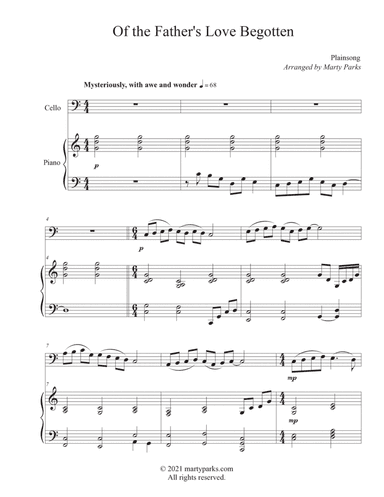 Of The Father's Love Begotten (Cello-Piano) (arr. Marty Parks)