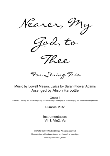 Nearer, My God, to Thee - string trio (arr. Alison Harbottle)