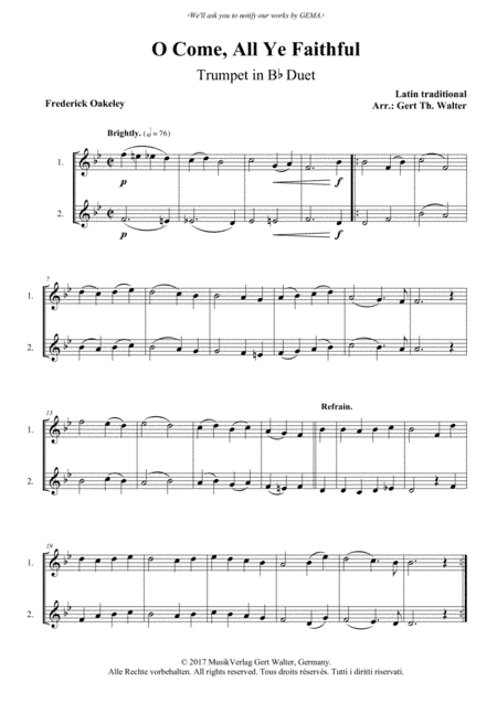 O Come, All Ye Faithful (arr. Gert Th. Walter)