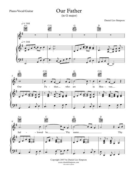 Our Father in G (Piano/Vocal/Guitar)