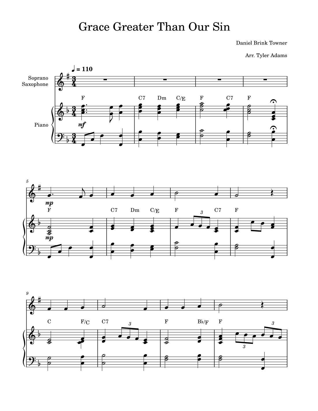 Grace Greater Than Our Sin (Soprano Sax Solo with Piano) (arr. Tyler Adams)