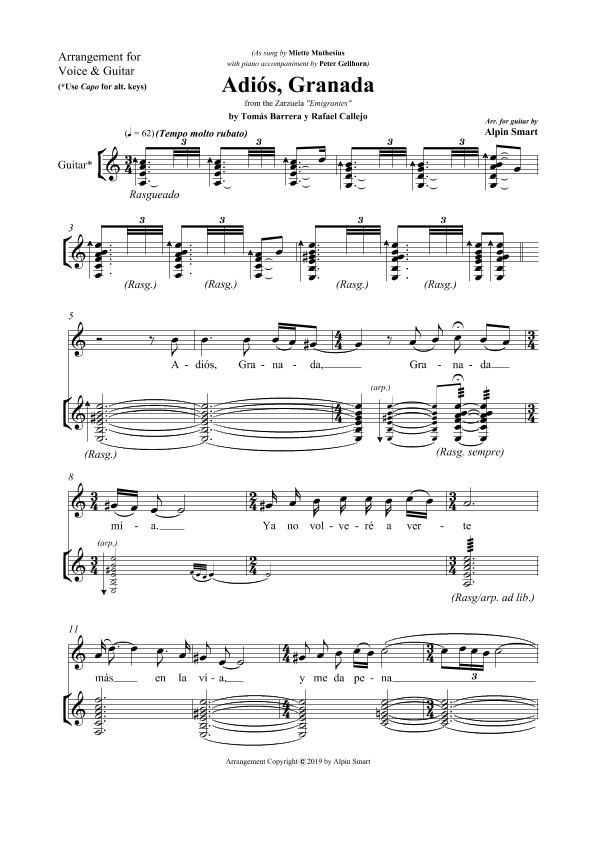Adiós, Granada (arr. Alpin Smart)