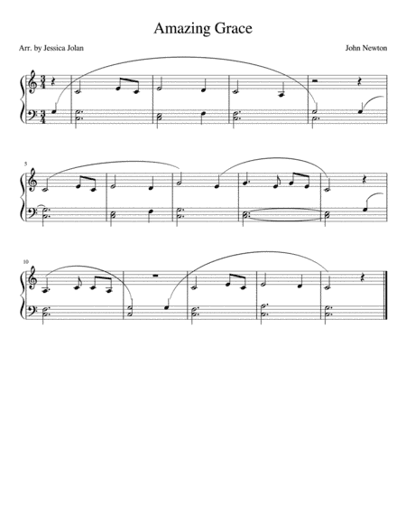 Amazing Grace-- easy piano (arr. Jessica Jolan)