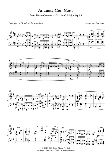Andante Con Moto from Piano Concerto No.4 in G Major Op.58 Arranged for Solo Piano (arr. Dirk Chan)