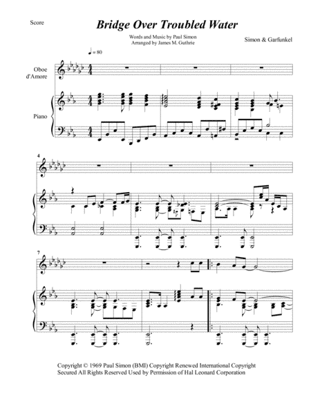Bridge Over Troubled Water (arr. James M. Guthrie, ASCAP)
