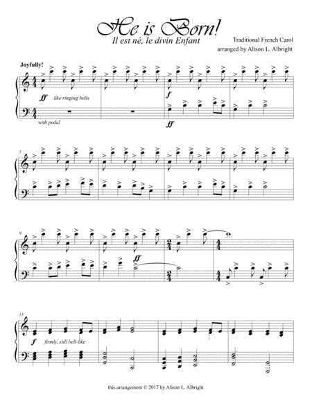 He is Born!  (Il est né, le divin Enfant) (arr. arranged by Alison L. Albright)