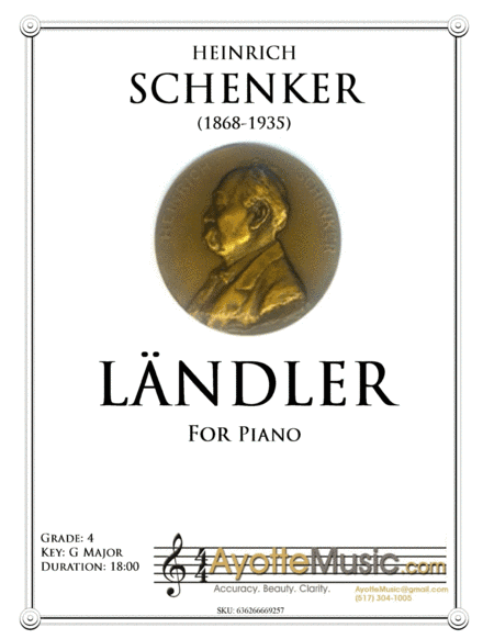 Heinrich Schenker - Landler for Piano Solo, op. 10 (arr. Benjamn Ayotte)