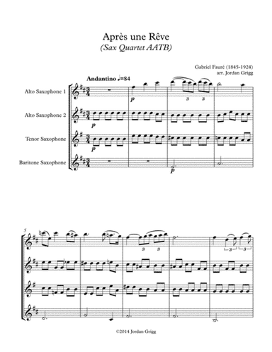 Après une Rêve (Sax Quartet AATB) (arr. Jordan Grigg)