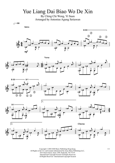 Yue Liang Dai Biao Wo De Xin (arr. Antonius Agung Setiawan)