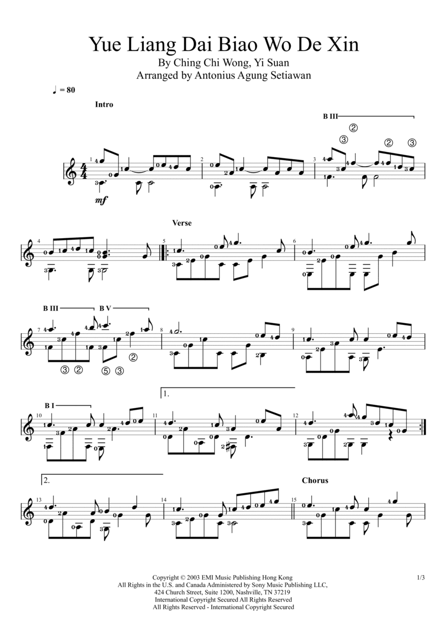 Yue Liang Dai Biao Wo De Xin (arr. Antonius Agung Setiawan)