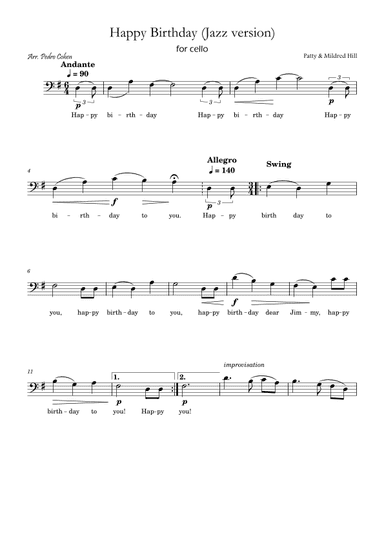 Happy Birthday (jazz version) (arr. Pedro Cohen)