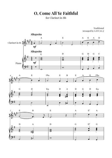 O, Come All Ye Faithful (arr. G.D.V.S.L.J)