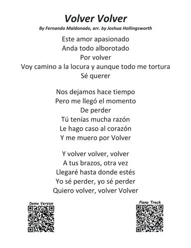 Volver, Volver (arr. Joshua Hollingsworth)