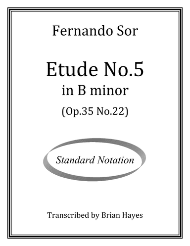 Fernando Sor - Study No.5 in B minor (Op.35 No.22) (Standard Notation) (arr. Brian Hayes)