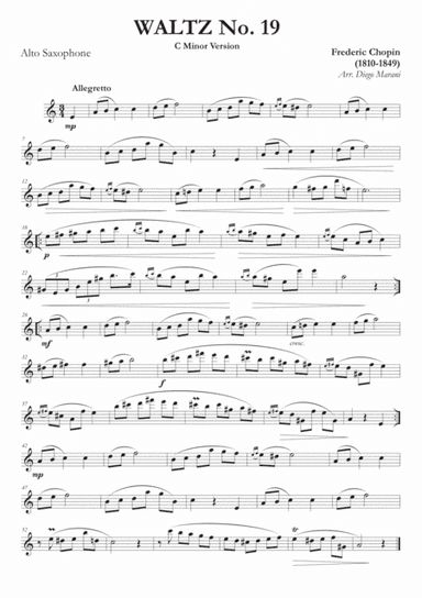 Waltz No. 19 in A Minor for Alto Saxophone and Piano (arr. Diego Marani)