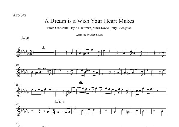 A Dream Is A Wish Your Heart Makes (arr. Alex Souza)