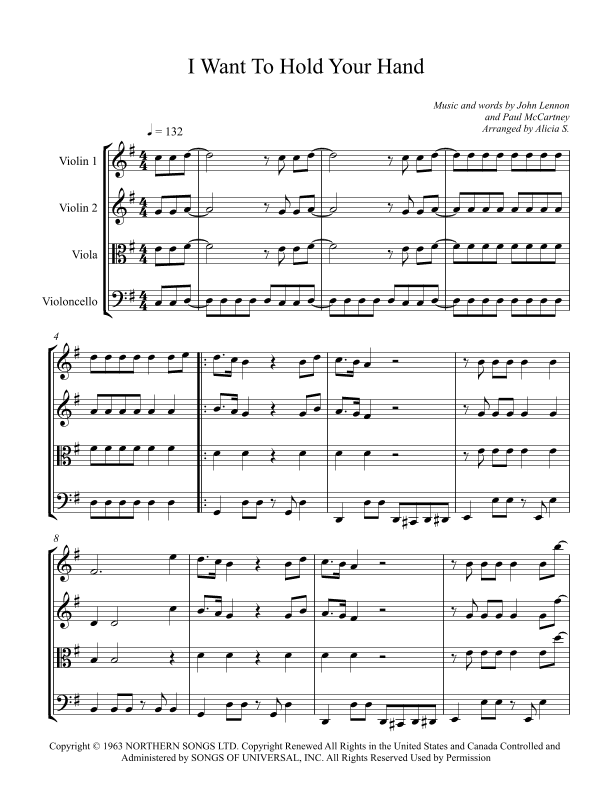 I Want To Hold Your Hand (arr. Alicia S.)
