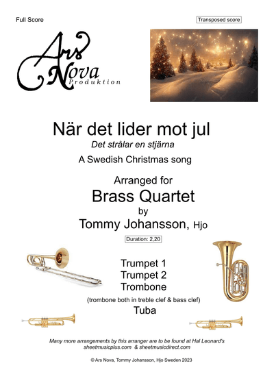 När det lider mot jul (Brass Quartet) (arr. Tommy Johansson, Hjo)
