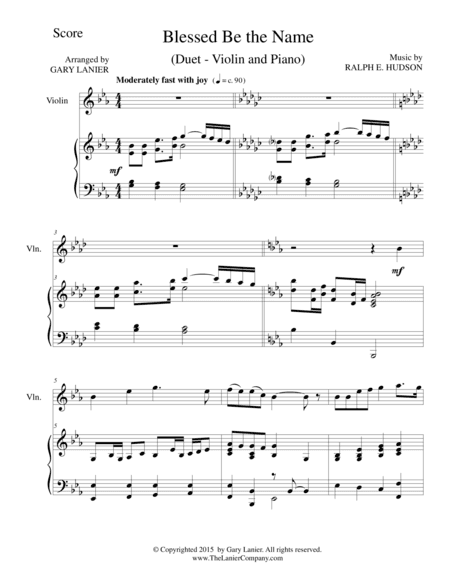 BLESSED BE THE NAME (Duet – Violin and Piano/Score and Parts) (arr. Gary Lanier)