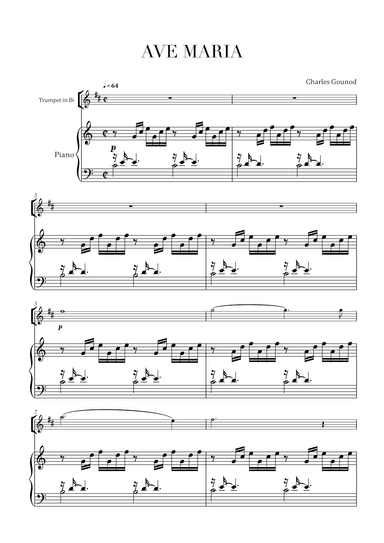 Charles Gounod - Ave Maria for Trumpet in Bb Solo (arr. Cadenza Editions)