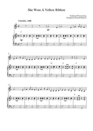 She Wore A Yellow Ribbon (for English horn solo and piano accompaniment) (arr. Kaiserin Rebecca)