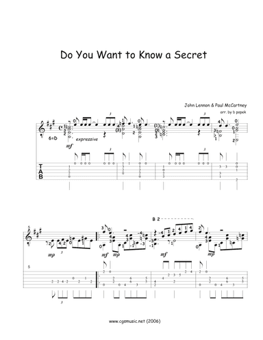 Do You Want To Know A Secret? (arr. b popek)