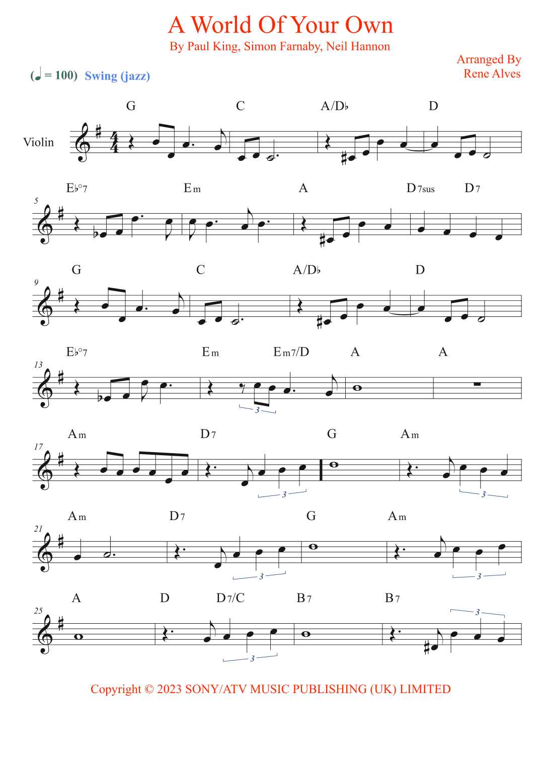 A World Of Your Own (arr. Rene Alves)
