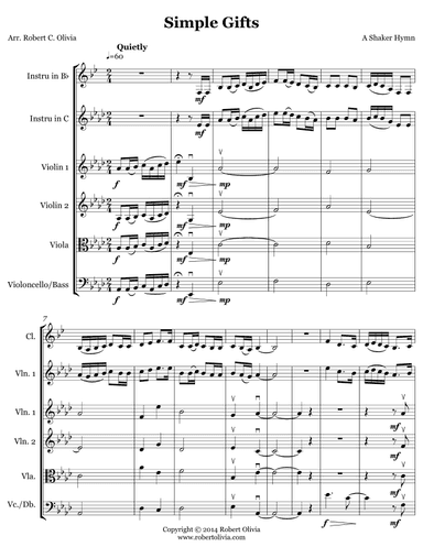 Simple Gifts - A Shaker Hymn (arr. Robert C. Olivia)