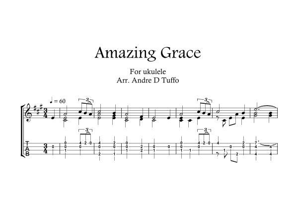 Amazing Grace UKULELE SOLO. ( religious and spiritual) BEGINNER (arr. Andre D Tuffo)