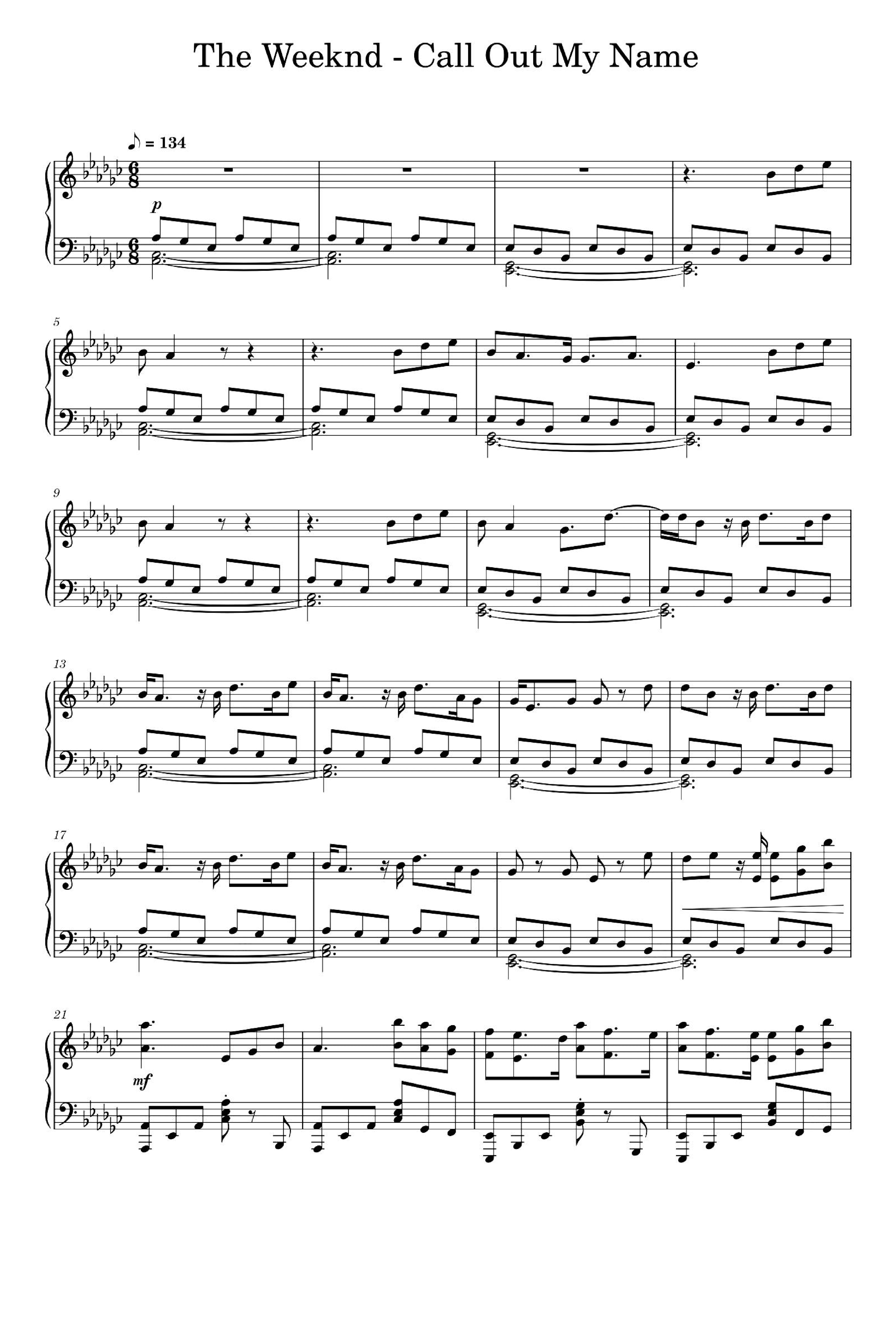 Call Out My Name (arr. The Weeknd)