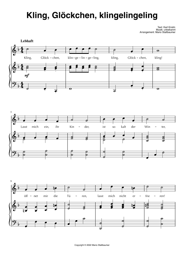 Kling, Glöckchen, klingelingeling (arr. Mario Stallbaumer)