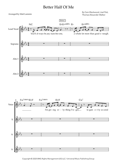 Better Half Of Me (arr. Matt Lammin)