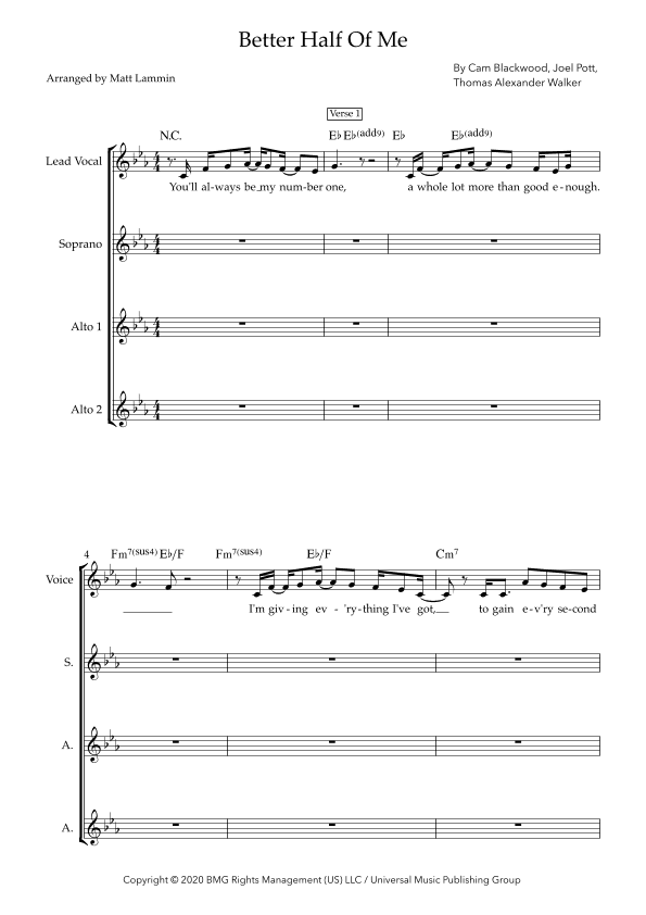 Better Half Of Me (arr. Matt Lammin)