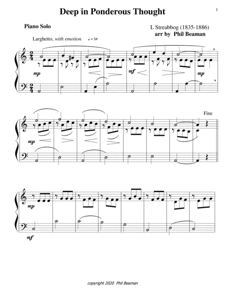 Deep in Ponderous Thought-piano solo (arr. Phil Beaman)