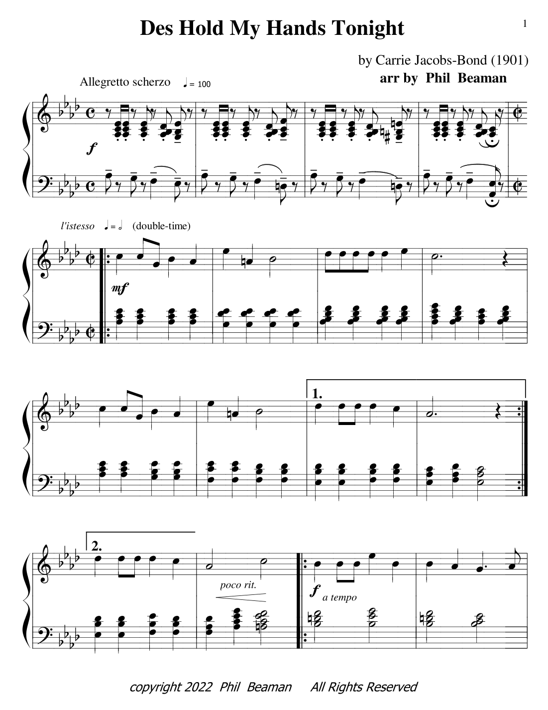 Des Hold My Hands Tonight (arr. Phil Beaman)