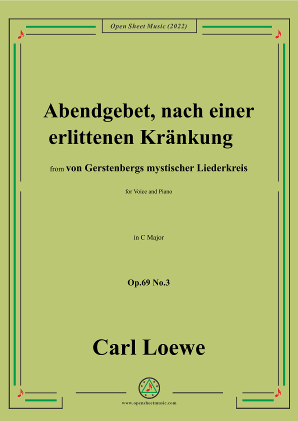 Loewe-Abendgebet,nach einer erlittenen Kränkung,Op.69 No.3,in C Major (arr. OSM Press)